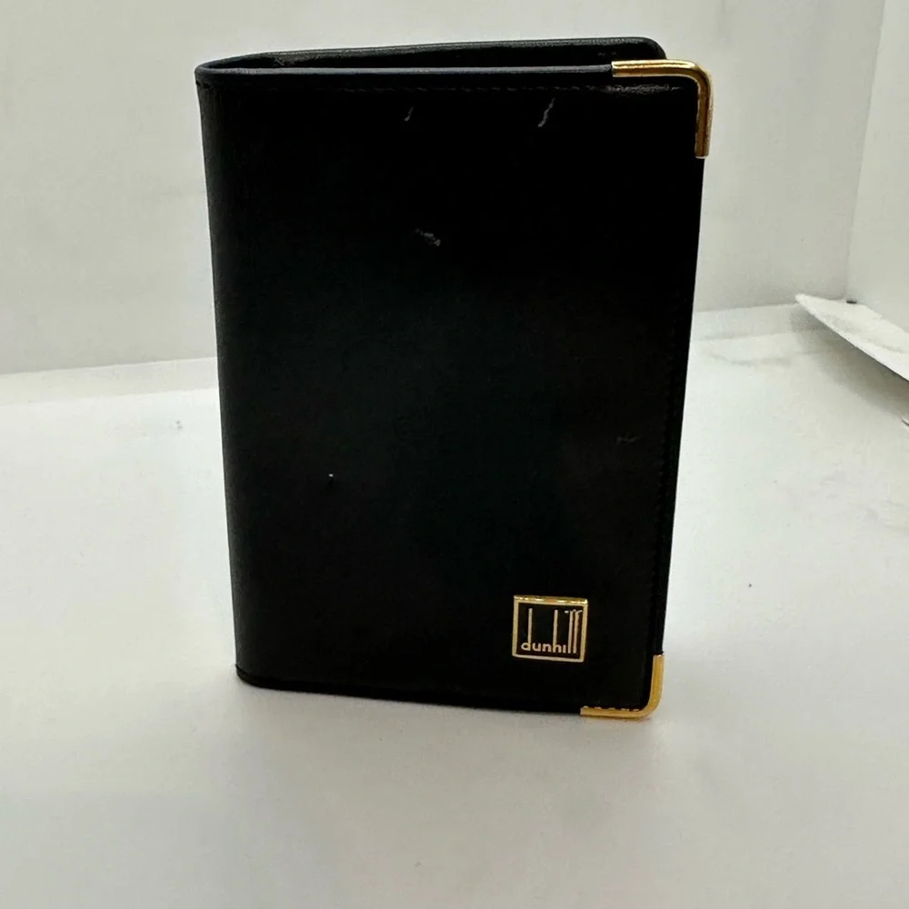 Dunhill Black Wallet Sleek Design Gold Accents